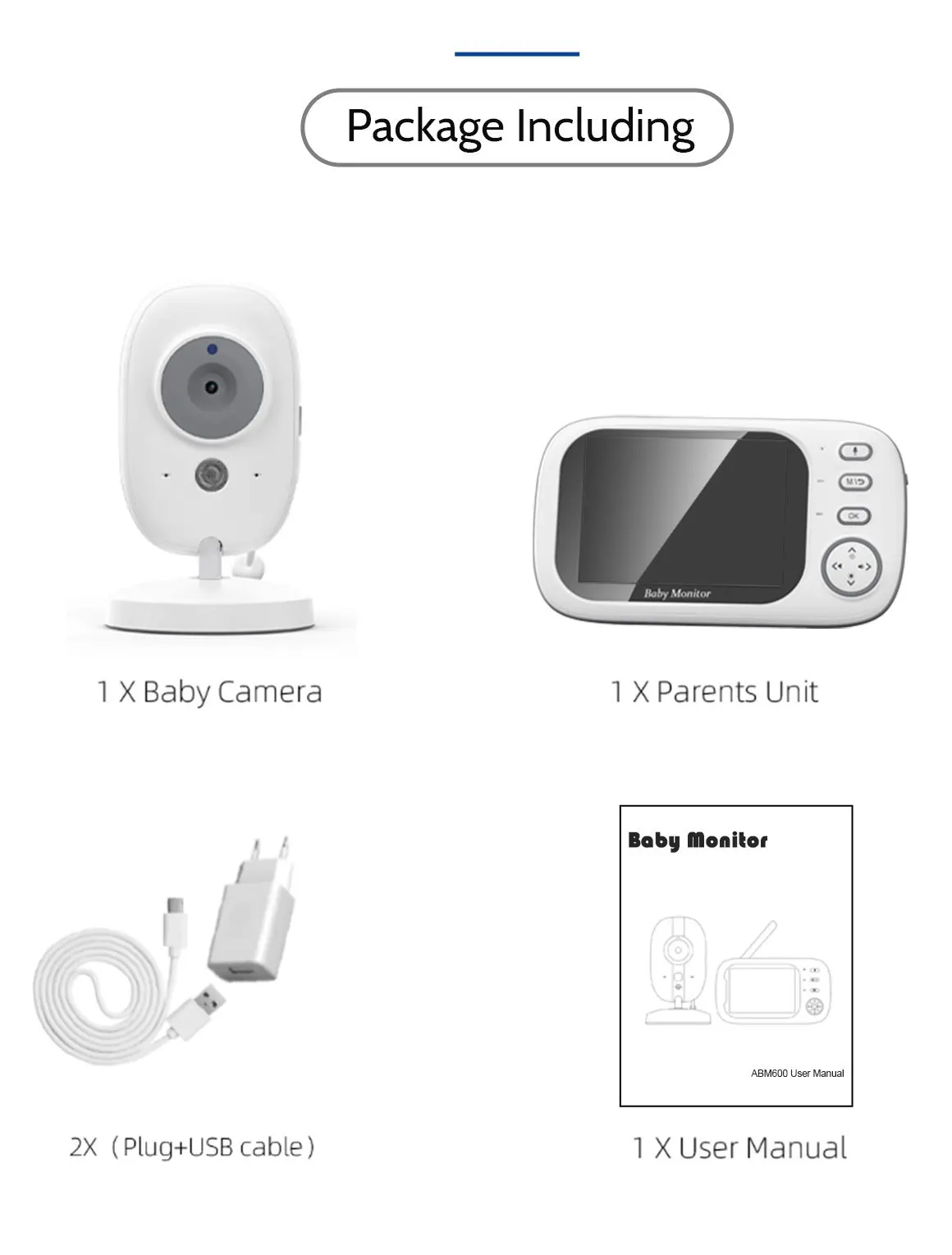 Monitor de bebê com câmera e áudio Tela de 4,5 polegadas Câmera portátil para bebê Visão noturna Sensor de temperatura de áudio bidirecional e canções de ninar