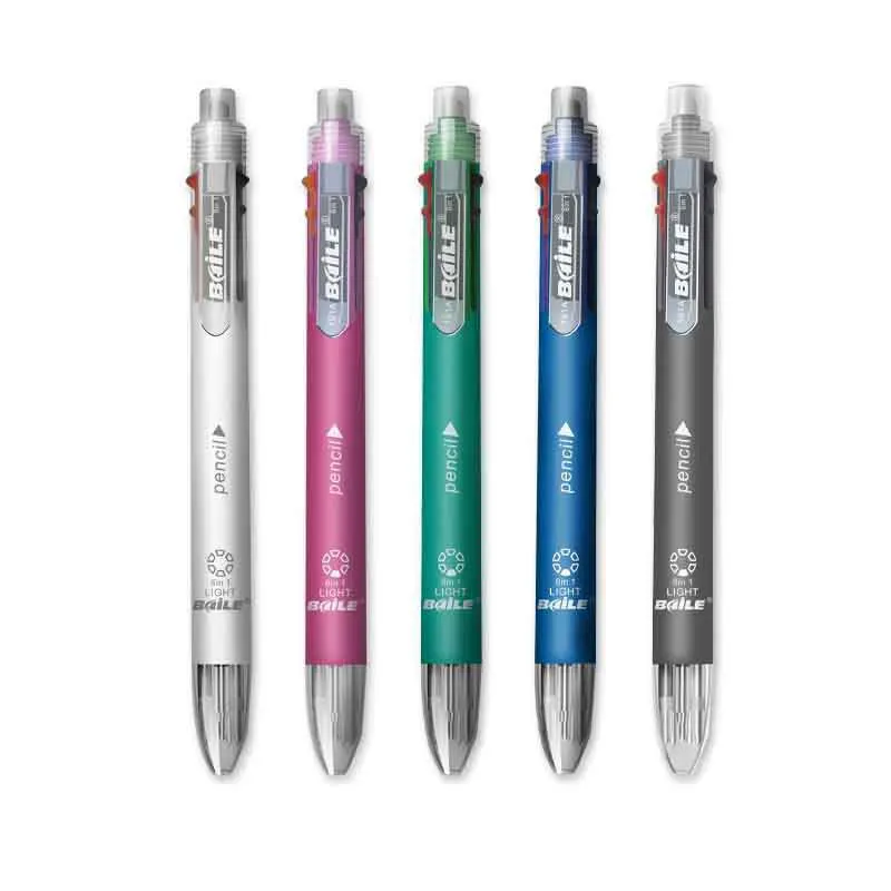 6-in-1 Creative Multicolor ปากกาลูกลื่น PUSH Type ปากกามัลติฟังก์ชั่บุคลิกภาพหกสีกดปากกาโรงเรียน Office SUPPLY