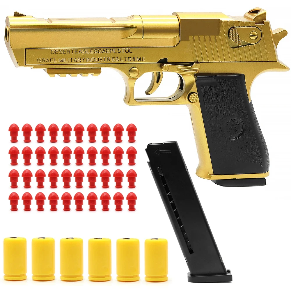 Colpo continuo Meccanico Automatico Desert Eagle Airsoft Pistola giocattolo Espulsione Conchiglie Proiettili morbidi Gioco di bersaglio all'aperto per bambini