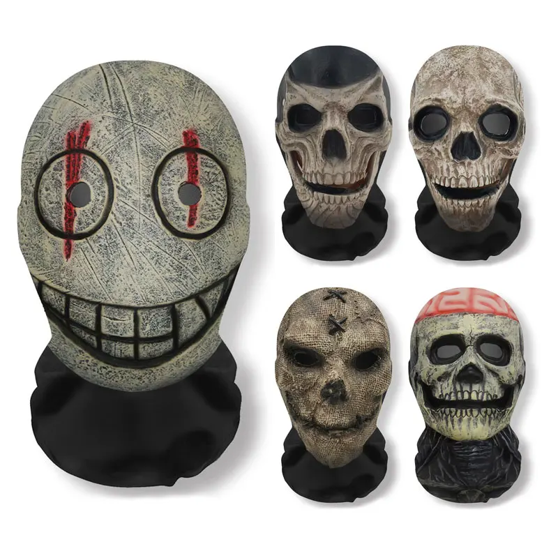 Maschera con motivo teschio stampato in 3D Festa di Halloween Puntelli cosplay divertenti Maschere traspiranti in rete elastica a pieno facciale Passamontagna Copricapo
