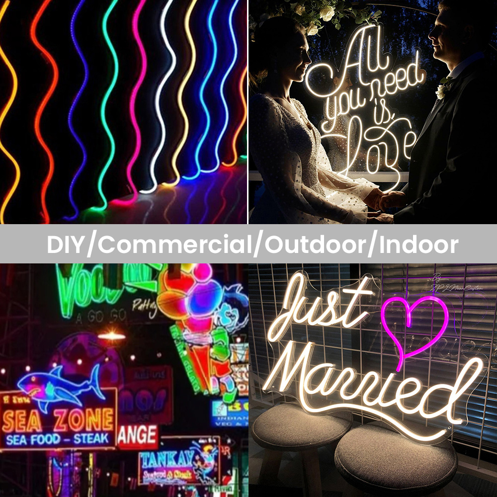 DC 12V 24V LED Neon Strip Light Neon Sign Waterproof Silicone Rope Lights Flexible Lamp Home Decoration with 2pin Wire 9 Colors