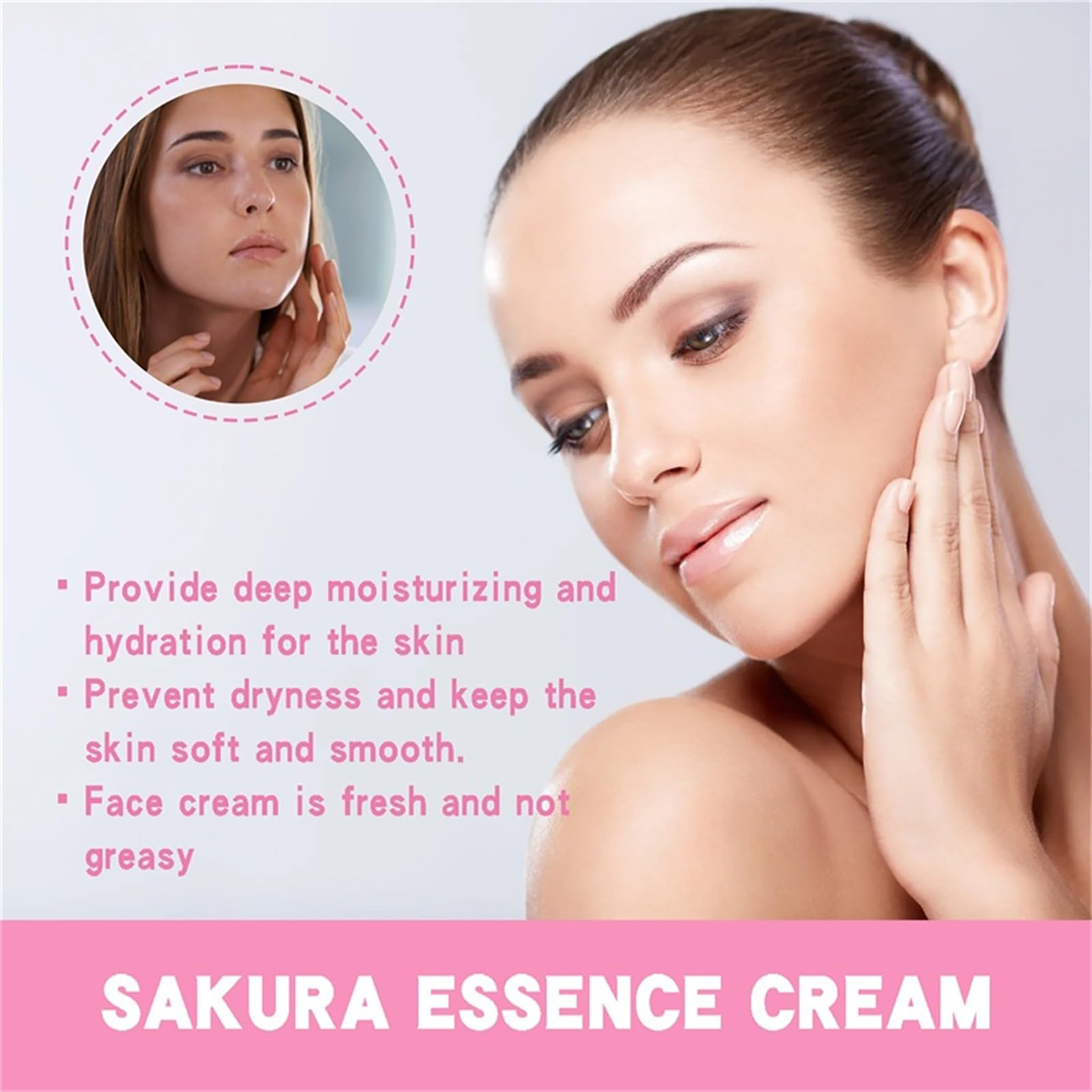 Japão Sakura Essence Cream, Sakura Tone Up Cream com Ácido Hialurônico,