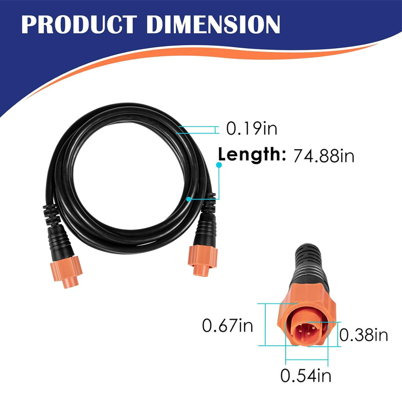 3005.6855,0127-51 Cabo Ethernet para barco 6 pés (1,8 m) ETHEXT-6YL Cabo de rede de 5 pinos adequado para a maioria dos dispositivos Lowrance