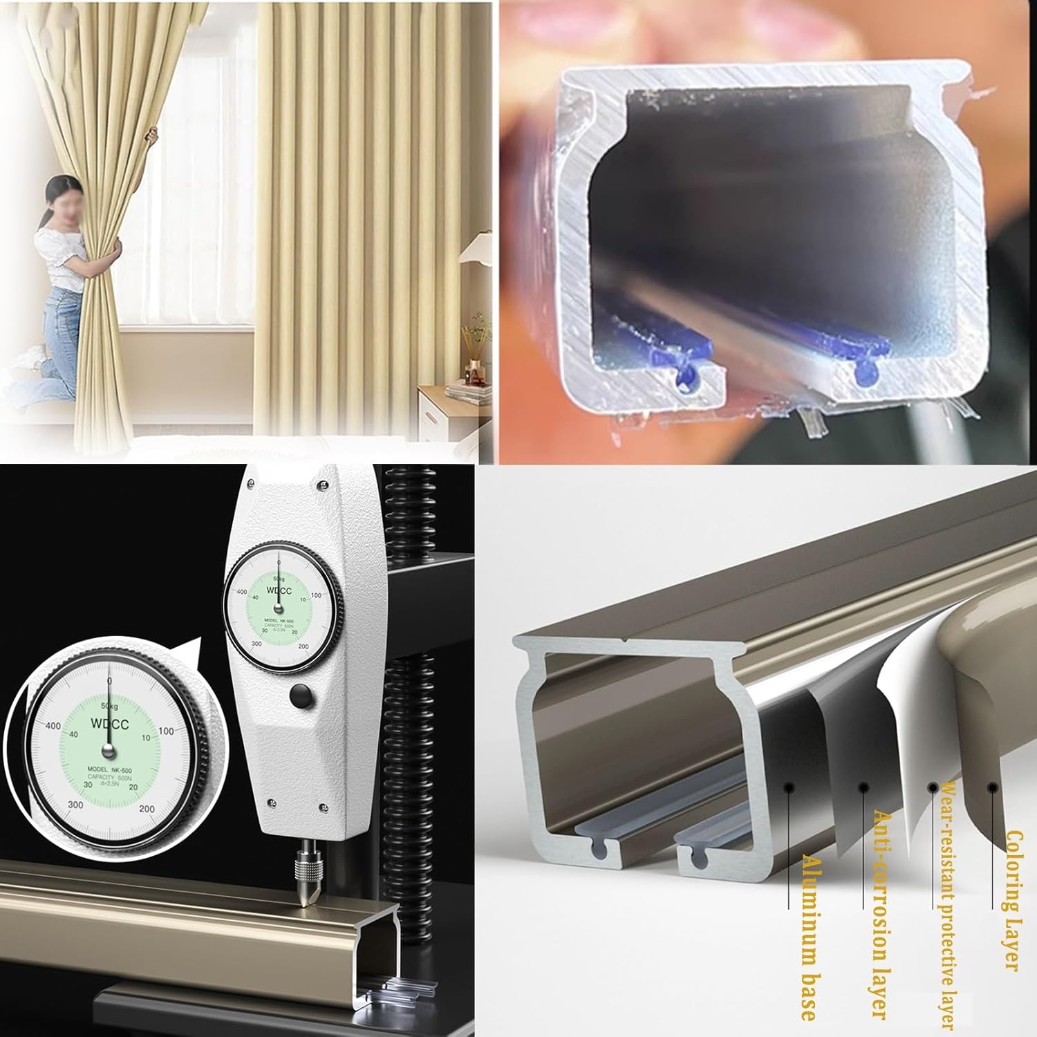 Cortina resistente para montaje en techo y pared para separadores de habitación, cortinas Ra para sala de estar y dormitorio, 2