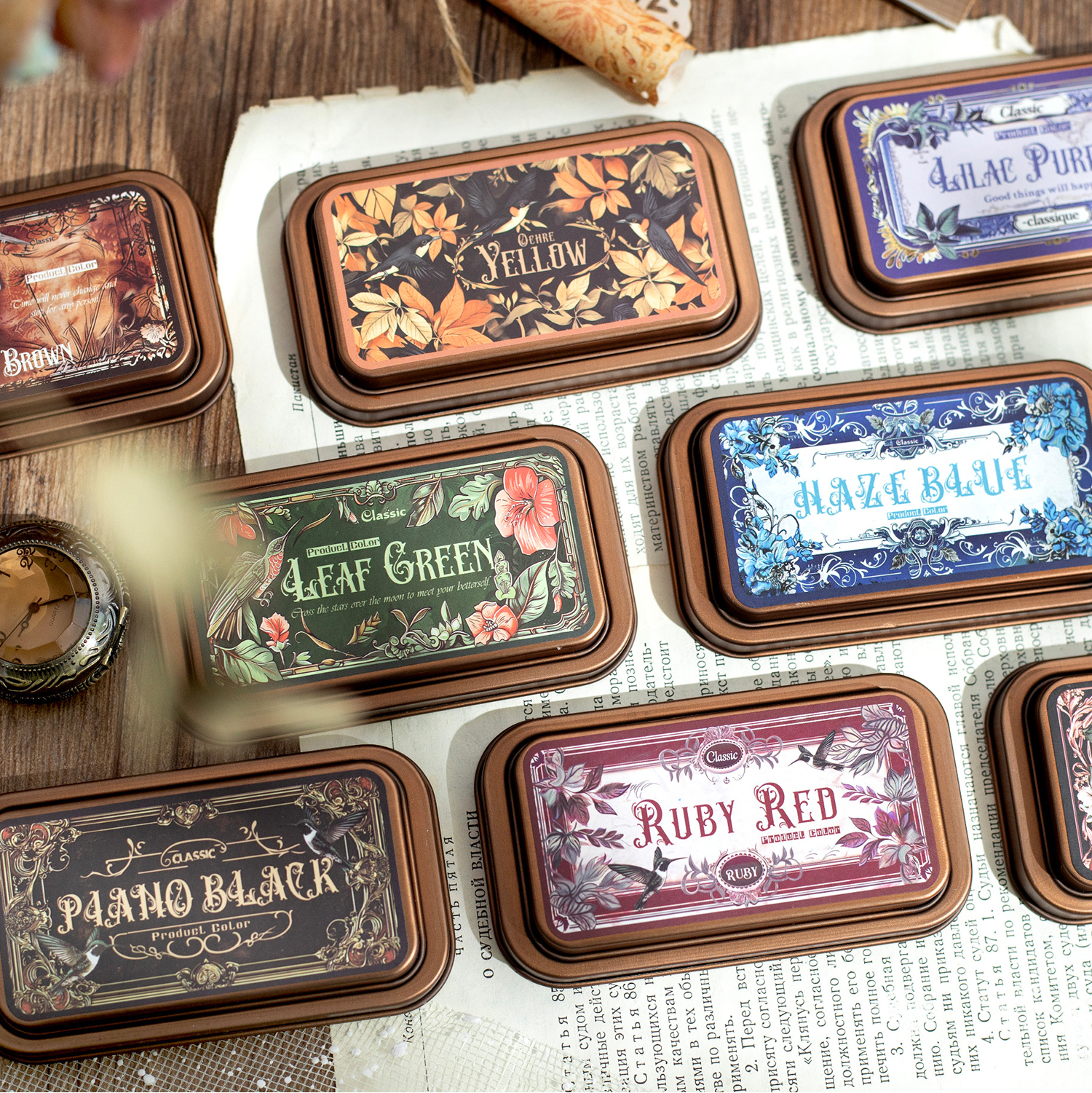 Retro Gothic หมึกสําหรับงานฝีมือ DIY Scrapbooking แผ่นหมึกยางแสตมป์ไม้กระดาษ Inkpads กระดาษตกแต่งเครื่องเขียนอุปกรณ์โรงเรียน