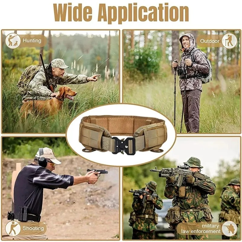 DulBattle-Ceinture militaire Airsoft, réglable, à dégagement rapide, chasse en plein air, épaissie, annulée