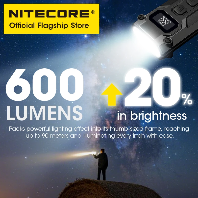 NITECORE TINI3 2025 EDC Keychain Light  Mini Multiple Color Temperatures Flashlight USB-C Rechargeable 600 Lumen, Li-ion Battery