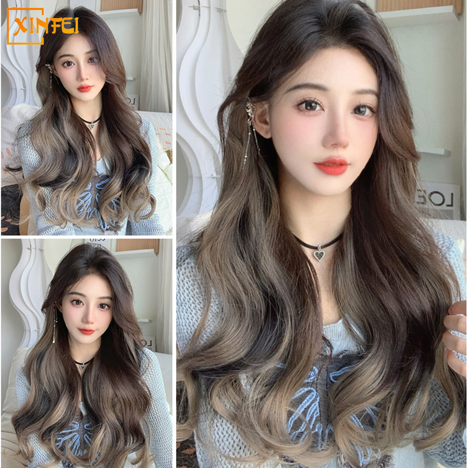 合成繊維ウィッグ,女性用ウィッグ,エクステンション,大きな波状,長いカーリー,グラデーション,aokiグレー