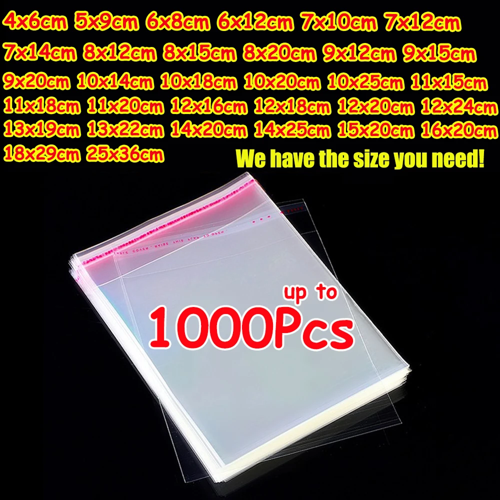100-1000 Uds OPP bolsa de plástico transparente autosellante bolsas de celofán autoadhesivas para joyería regalo galleta embalaje de dulces