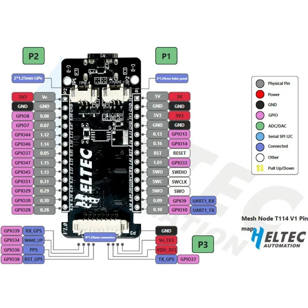 Heltec Mesh Node T114 LoRa + BLE 868 МГц 915 МГц nRF52840 SX1262 TFT-дисплей с низким энергопотреблением для Arduino Meshtastic