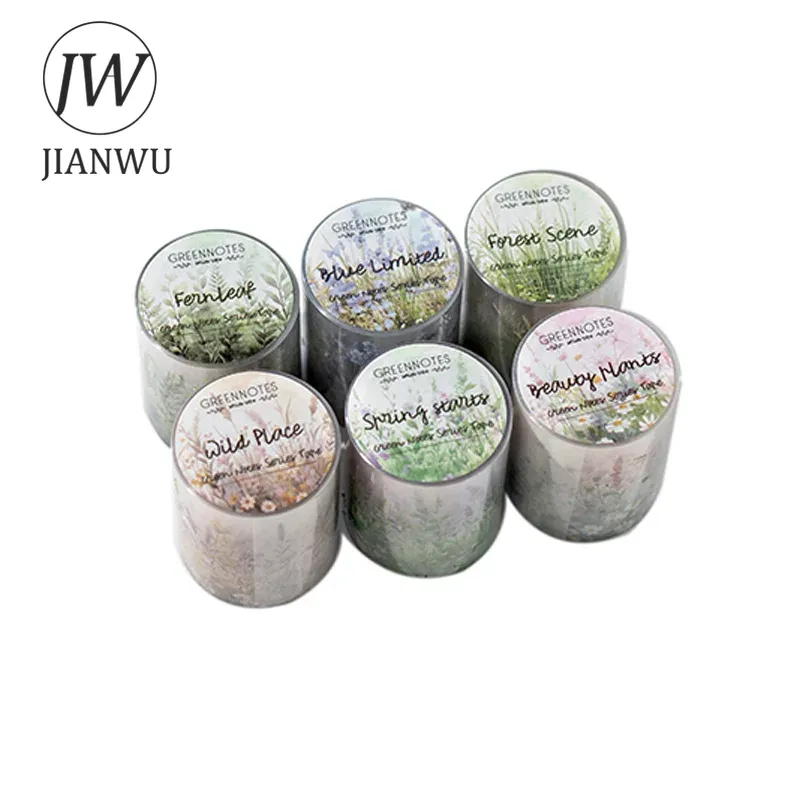 JIANWU 50 มม.* 200 ซม.สีเขียว Notes Series Vintage ดอกไม้ภูมิทัศน์วัสดุ Collage สัตว์เลี้ยงเทปสร้างสรรค์ DIY วารสารเครื่องเขียน