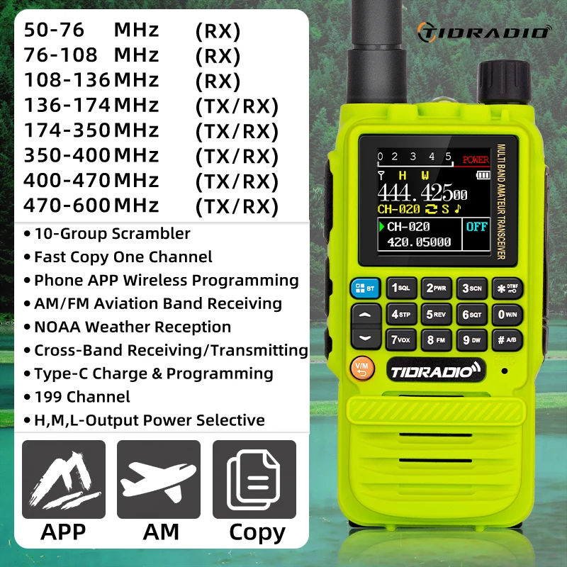 Tidradio 2pcs h3 Langstrecken-Walkie-Talkie drahtlose Programmierung Luftband Langstrecken-Funkgerät tragbares Set Schinken gmrs