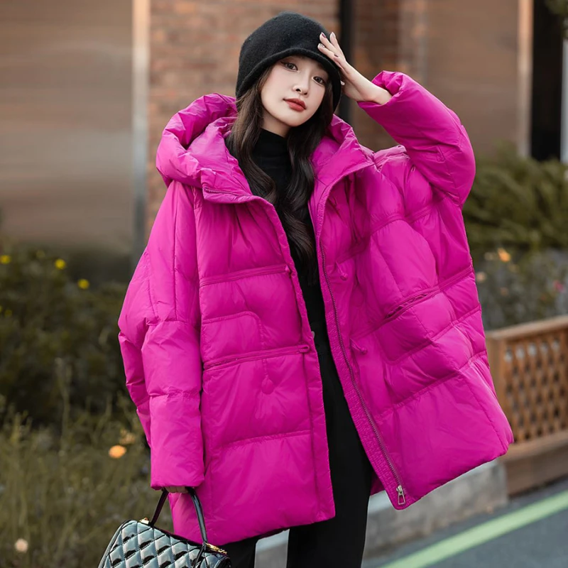 Chaqueta holgada con capucha para mujer, Parka informal, abrigo cálido, diseño suelto y cómodo de siete colores, novedad de otoño e invierno