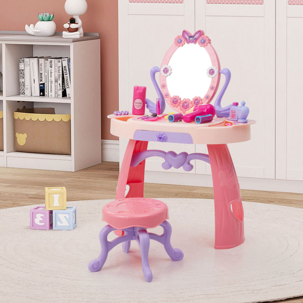 Children's dressing table toy set with stool, mirror, drawer Children's dressing table girl exquisite gift game makeup table