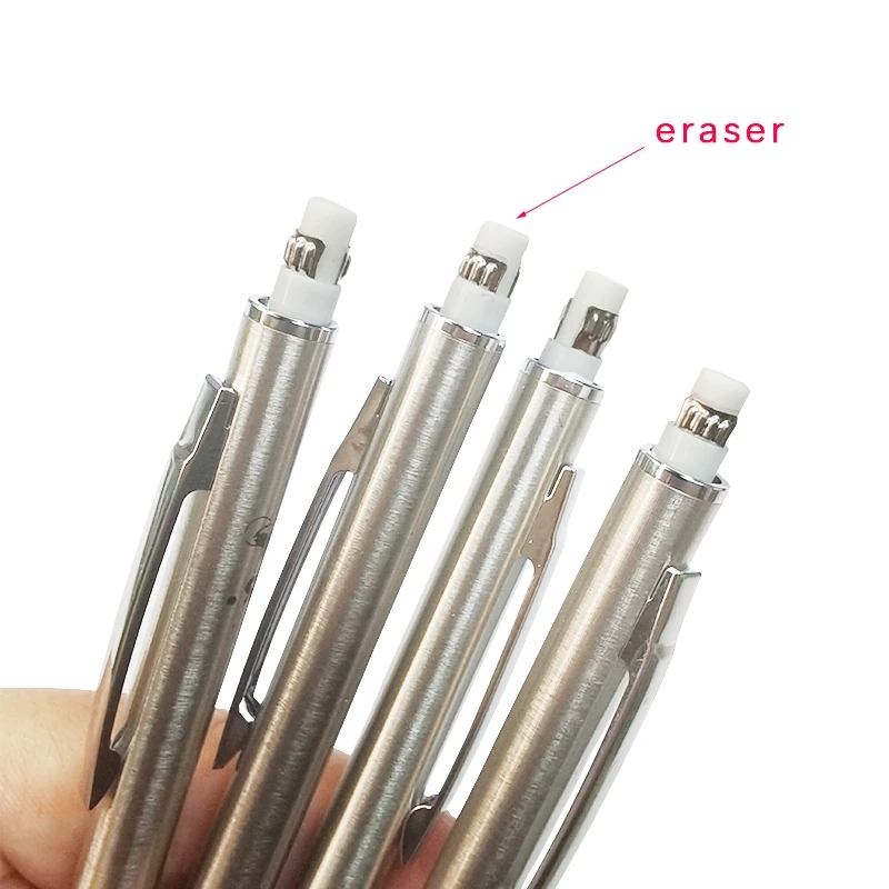 0.3 0.5 0.7 0.9 2.0mm conjunto de lápis mecânico de metal completo escola arte esboço escrita lápis automáticos de aço inoxidável fornecimento kawaii