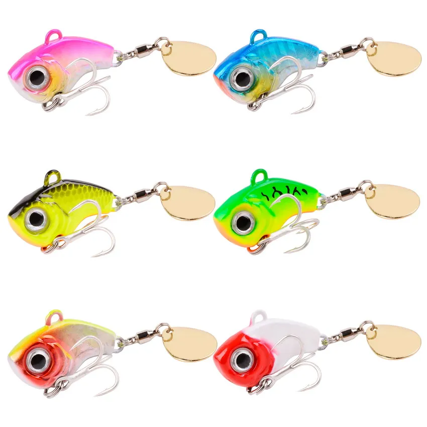 5 Cái/hộp Quay Kim Loại VIB Rung Mồi Con Quay Spinner Mồi Câu Cá 5G-20G Ghép Hình Cá Hồi Mùa Đông Câu Cá cứng Mồi Câu Pesca