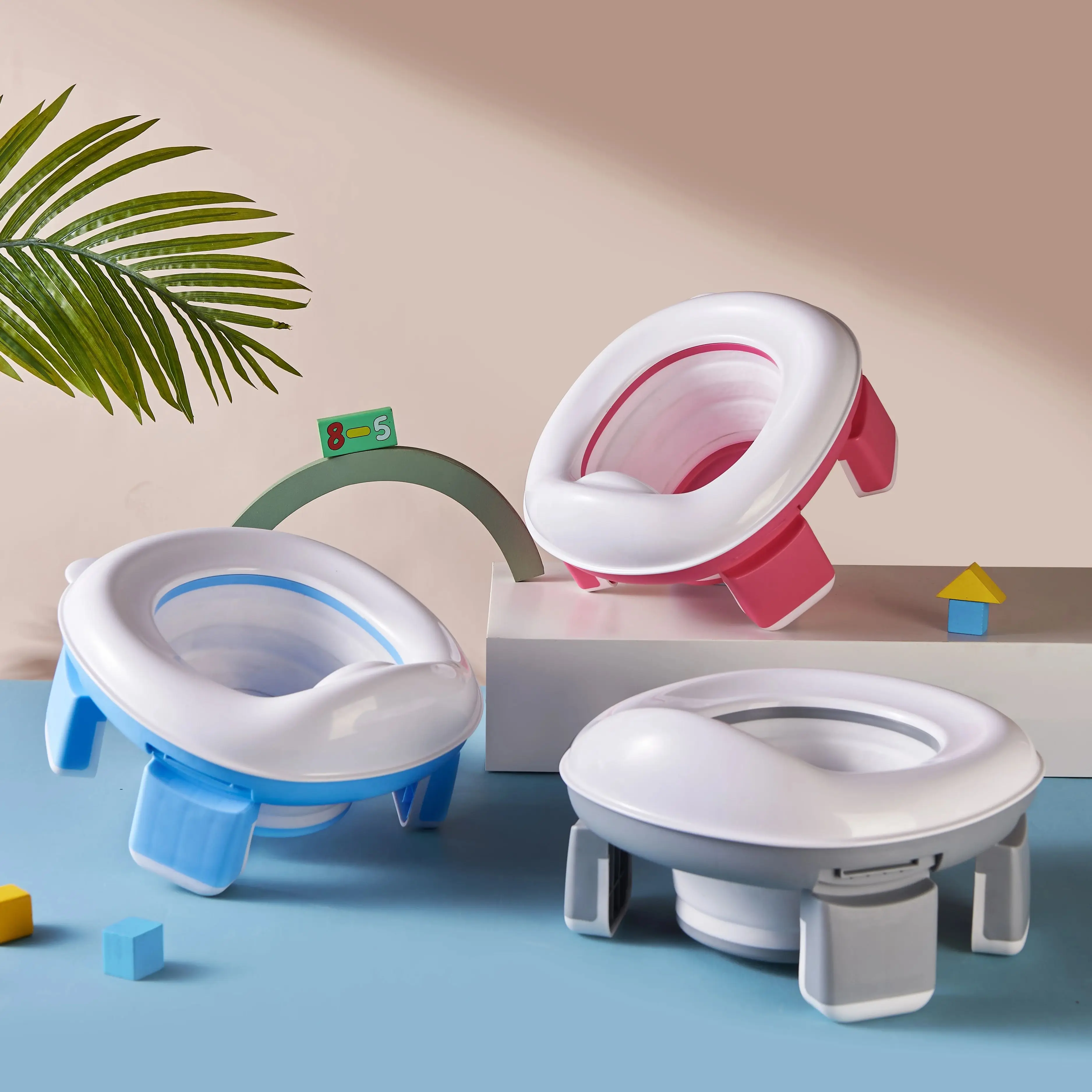 3-in-1 Reise-Toilettensitz, faltbar, Silikon, Baby-Töpfchentrainingssitz, grau, blau, rosa, Kindertöpfchen