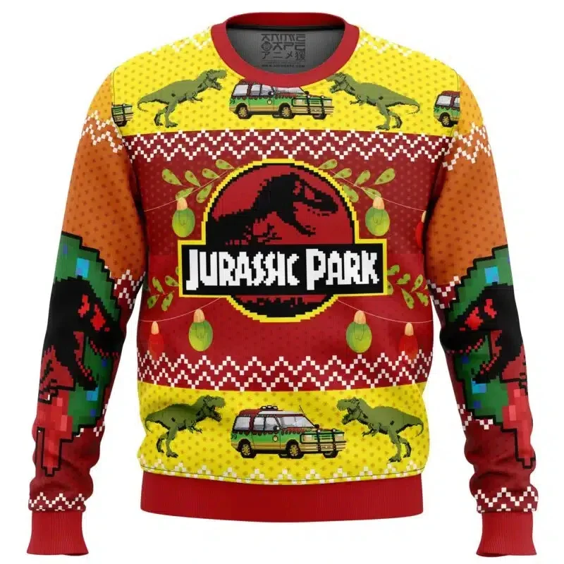 Sweat à capuche de noël pour hommes et femmes, Jurassic Park, tête de noël laid, décontracté, sport, fête, automne hiver 2024
