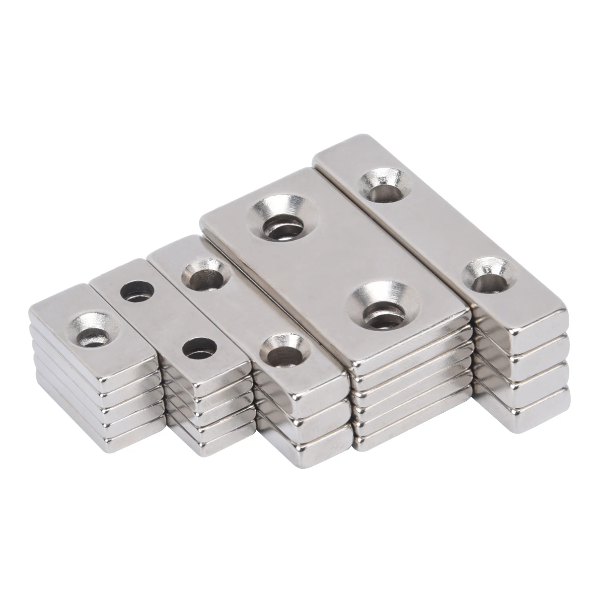 Imanes de Neodimio de Bloque Fuerte con Orificio Avellanado N35 NdFeB Potente Imán de Nevera Rectangular Cuadrado Magnético Permanente