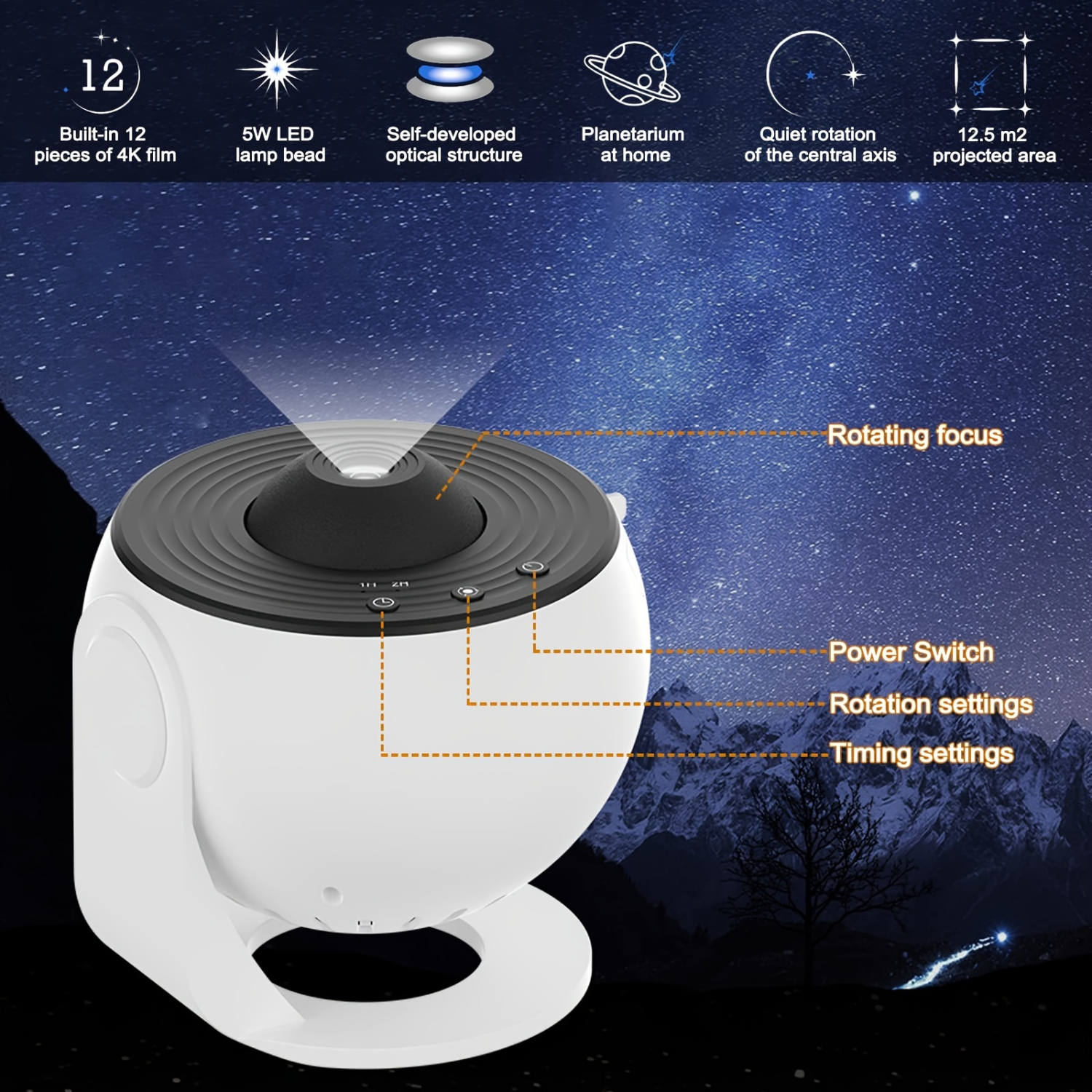 1pc Star Projector  Light, 12 In 1 Planetarium  Projector, ° Rotating Aurora Projector With Solar System Constellation  Ceiling
