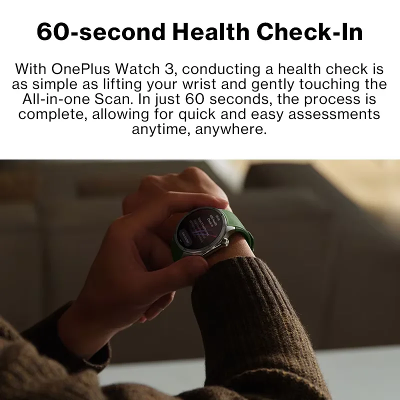 Algemene versie OnePlus Watch 3 Smartwatch 1,50-inch LTPO AMOLED-display Snapdragon W5-processor Dual-band GPS Wear OS