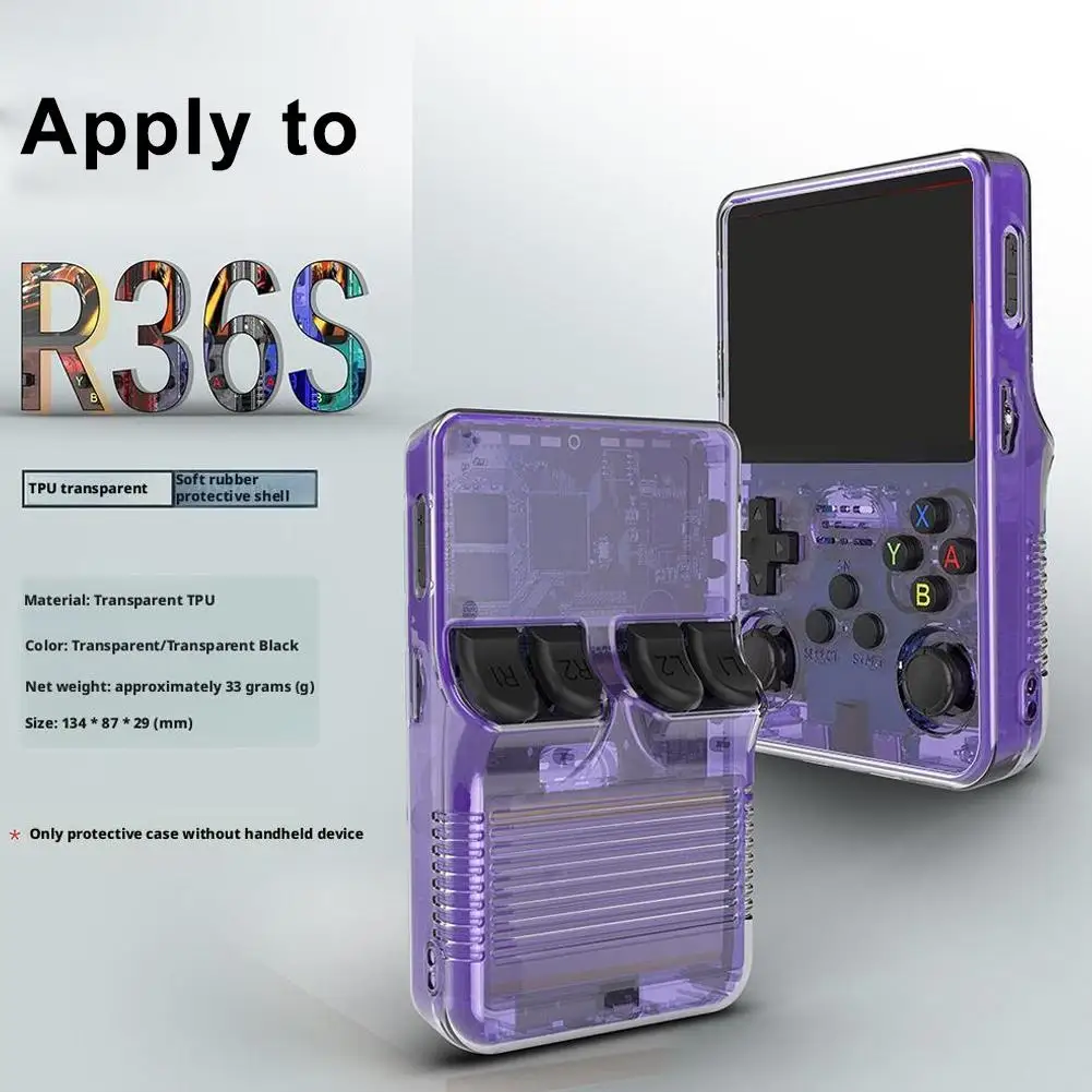 TPU Protective Case For R36S Handheld Game Console Accessories Transparent Anti Fall Waterproof Protective Shell For R36S Cover