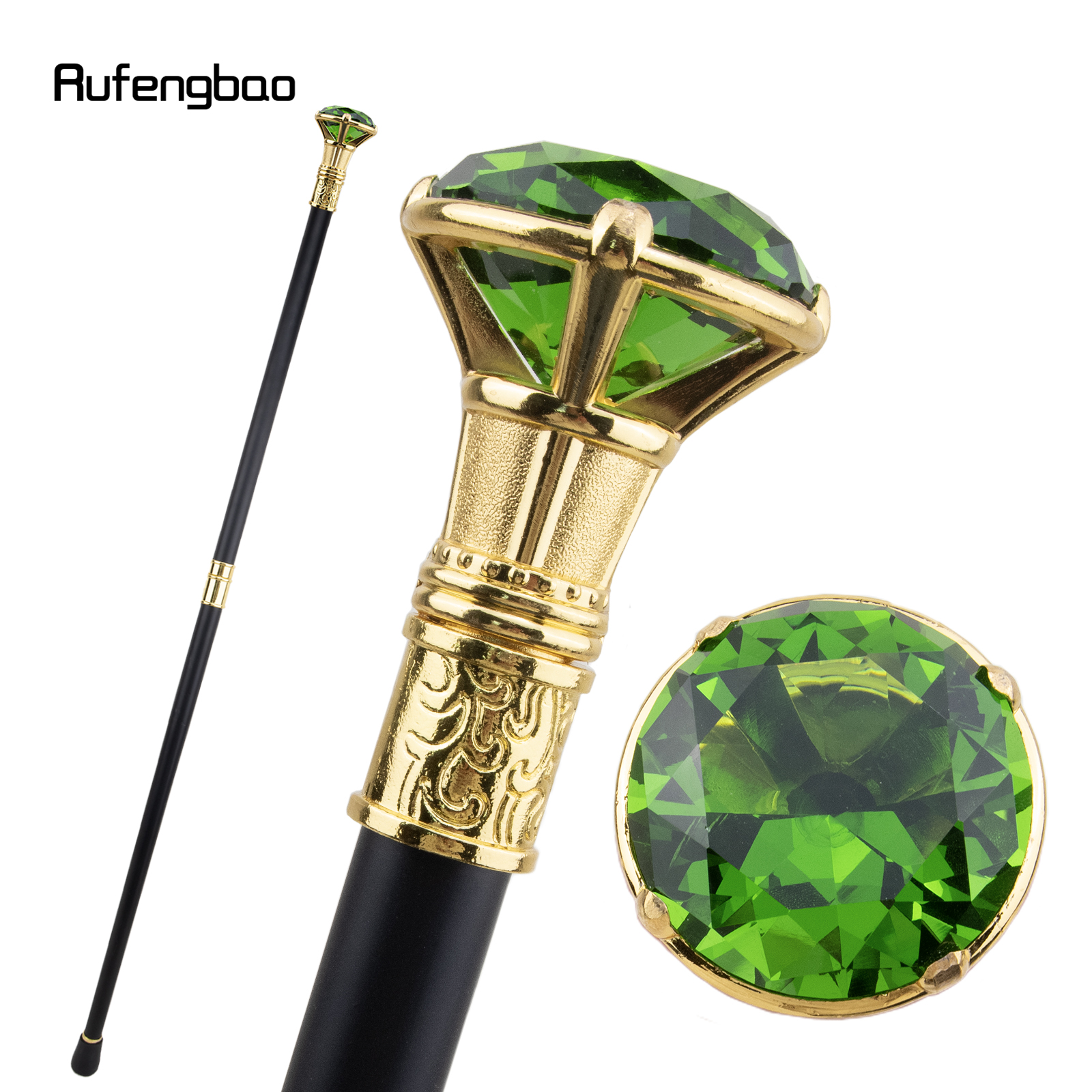 สีสันเพชรประเภท Golden Walking Cane แฟชั่นตกแต่งเดิน Stick สุภาพบุรุษ Elegant คอสเพลย์ Cane KNOB Crosier 93 ซม