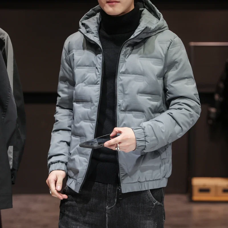 Chaqueta de invierno para hombre, Parkas cálidas de algodón grueso informal a la moda, abrigo ligero con capucha que combina con todo, novedad de 2024