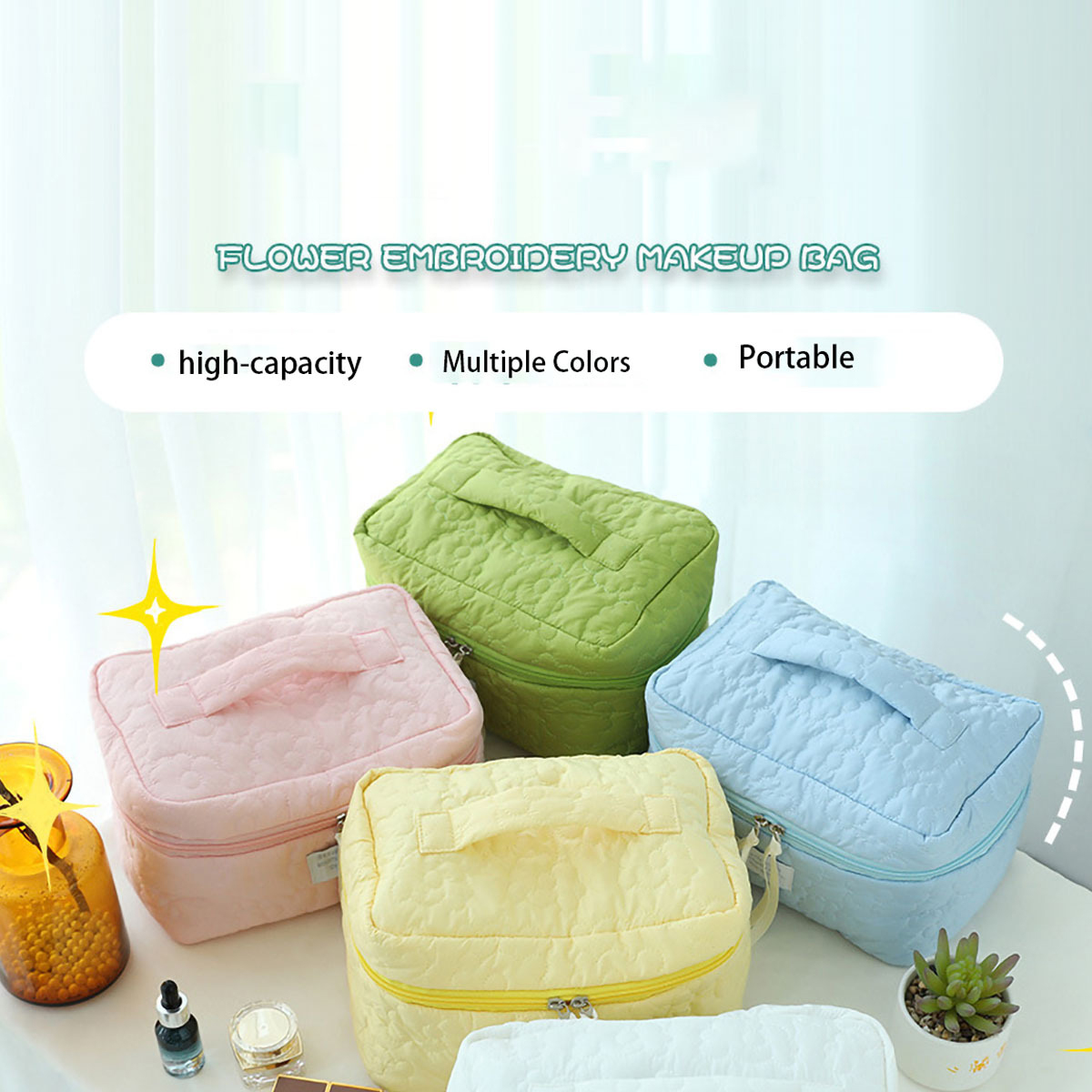 Ins Style Candy Color Make-uptas Nieuwe lichte luxe damestas Lipstick Pack Draagbare reiscosmetische opslag toilettas