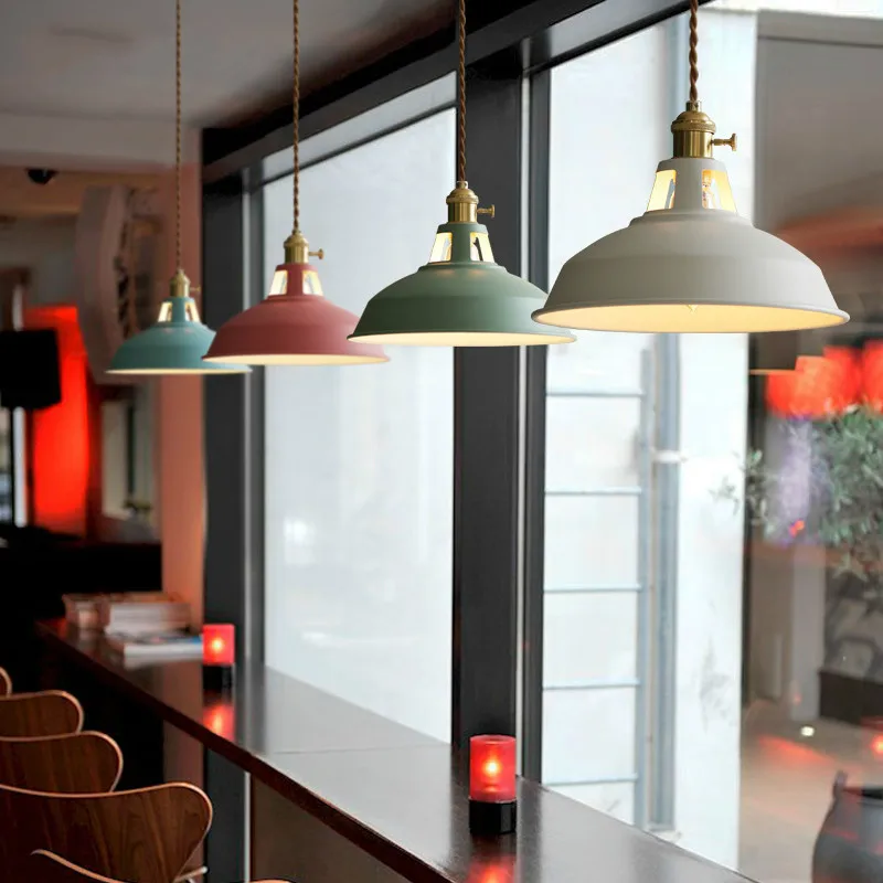 Industrial Colorido Pingente Luz Loft Suspensão Luminária Restaurante Cozinha Pendurado Luz Lustre Teto Lâmpada Decorativa lustre mesa de jantar lustre pendente de teto luminária casa decoração quarto lâmpadas arandela