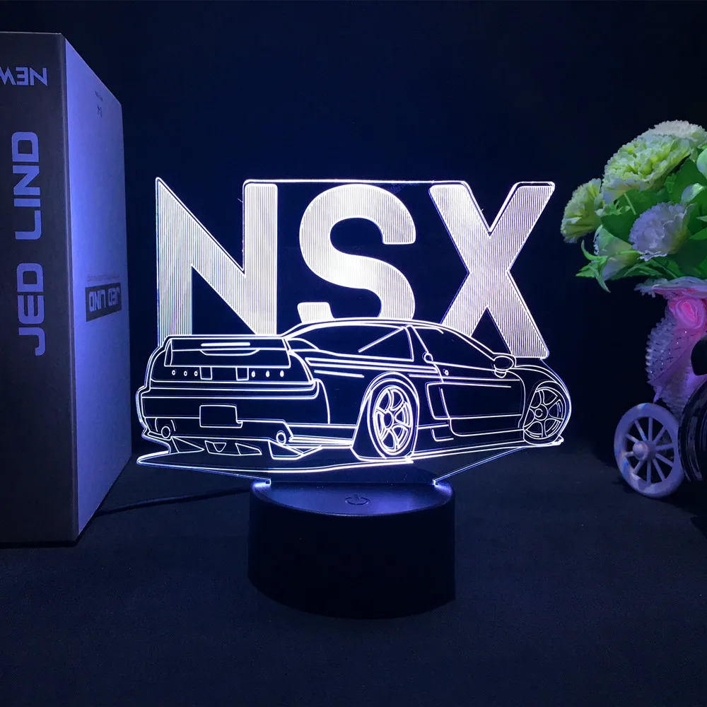 Lámpara de ilusión 3d de coche deportivo para decoración de dormitorio de niños, luz nocturna con Sensor táctil, atmósfera, regalo de cumpleaños, supercoche, luz nocturna Led