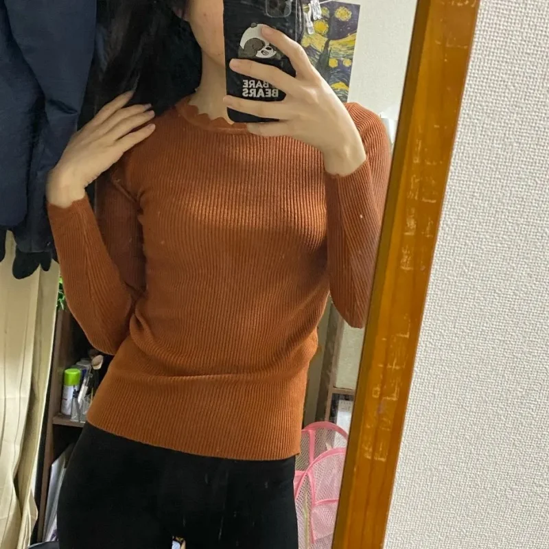 2024แฟชั่นแขนยาวElegant O-คอเสื้อกันหนาวผู้หญิงฤดูใบไม้ร่วงSlimถักเสื้อฤดูหนาวCasual Pullover Jumper