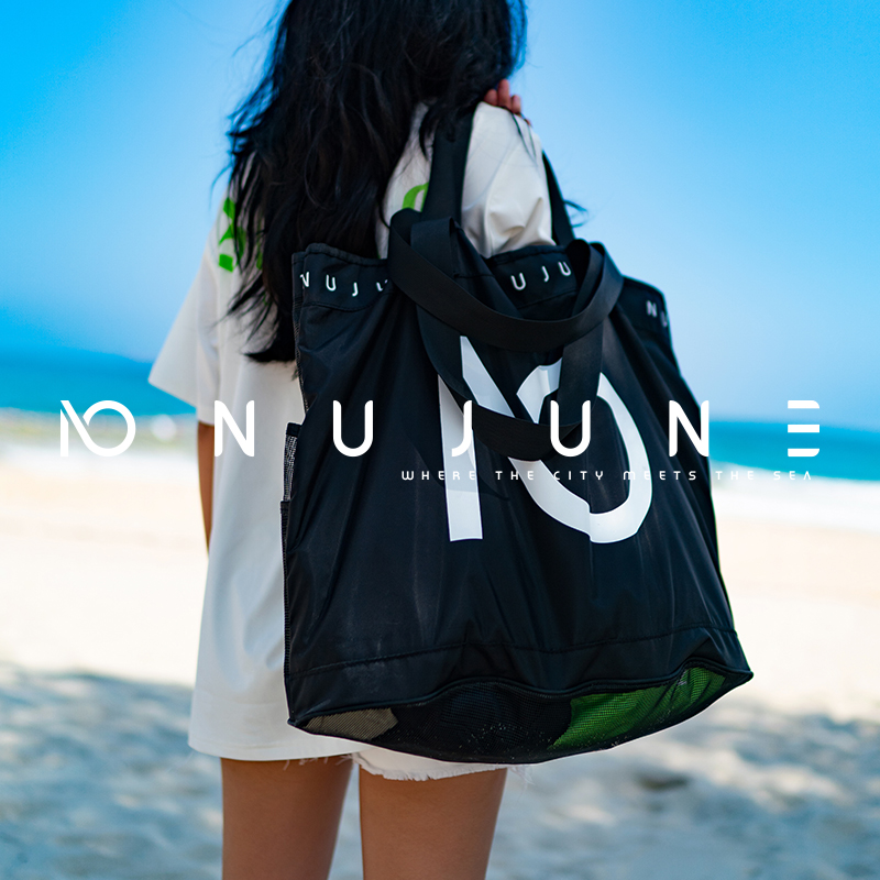 Большая пляжная сумка для полотенец Nu-June, сетчатая прочная пляжная сумка для игрушек, водонепроницаемая сумка-тоут с карманом для нижнего белья, прозрачная сумка