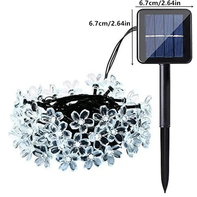 5M 20LED พลังงานแสงอาทิตย์ String ไฟกันน้ํากลางแจ้ง 8 โหมดแบตเตอรี่ดําเนินการเชอร์รี่ดอกไม้ Light Garden Party ตกแต่ง