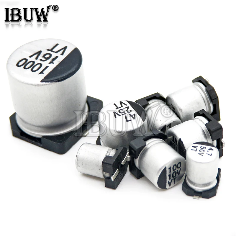 10 Uds SMD condensador electrolítico de aluminio 6,3 V 10V 16V 25V 35V 50V 1UF 2,2UF 4,7UF 10UF 47UF 100UF 220UF 330UF 470UF 680UF