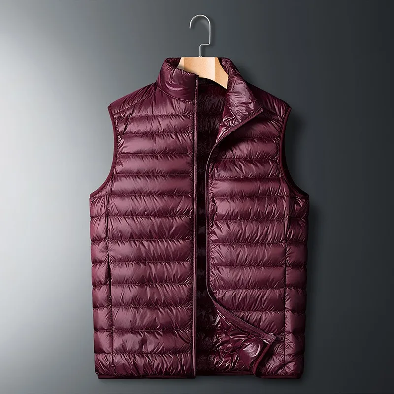 CHUJIE Winter ärmellose Pufferweste Jacke Herren verstaubar weiße Entendaunenweste leichter wasserdichter lässiger Herrenmantel