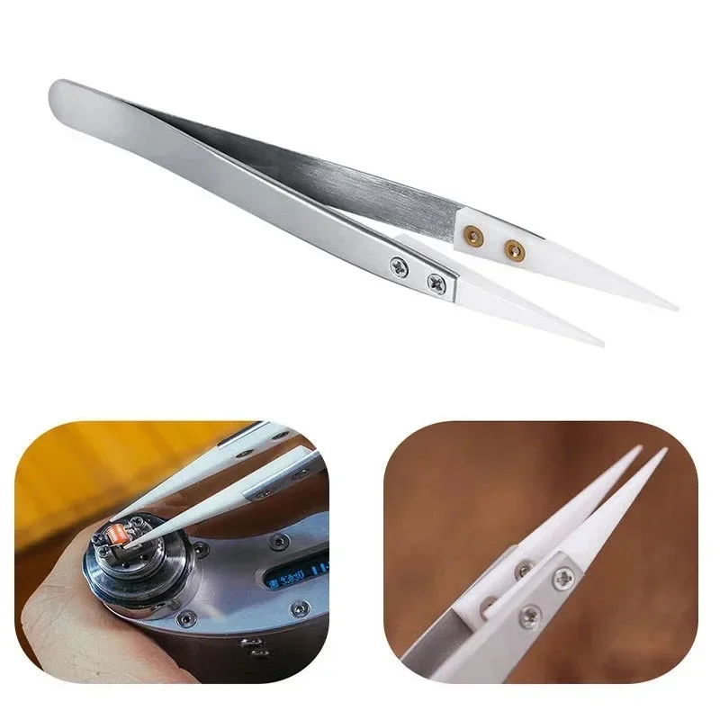 1-3pcs Ceramic Tip Labor-saving Electronic Soldering Tweezers, Anti-Static Reverse Acid Resistant Precision Chuck Tweezers 2025
