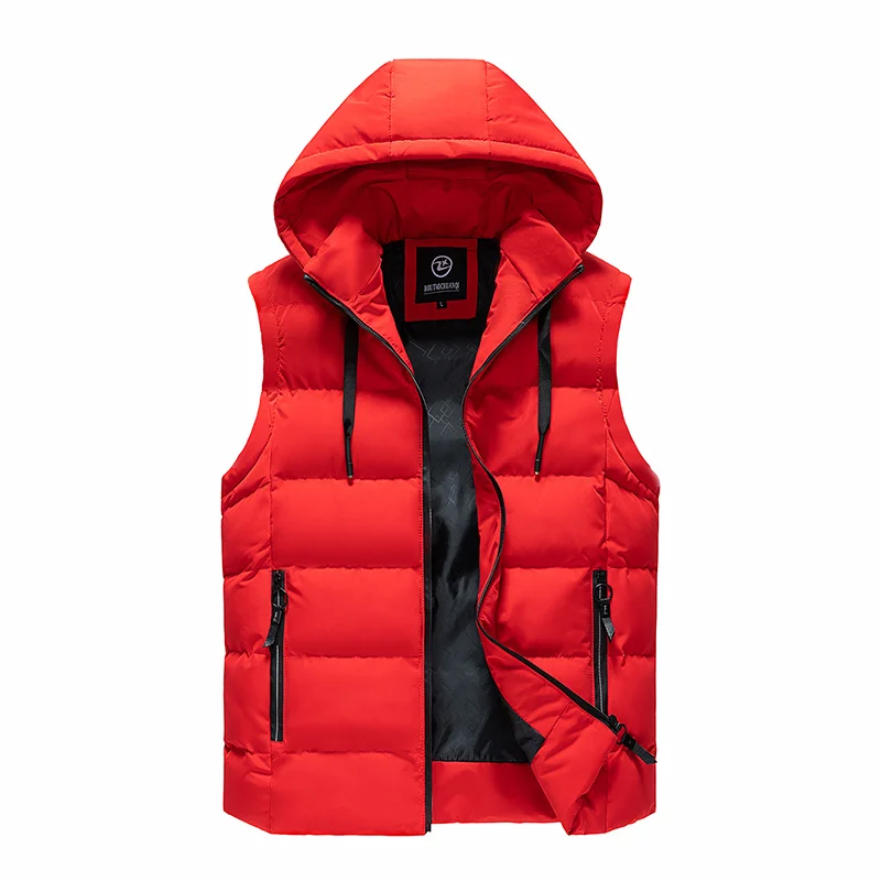 Colete com capuz à prova de vento pescoço calor prático usar design simples cor sólida moda estilo multiuso tecido casaco confortável
