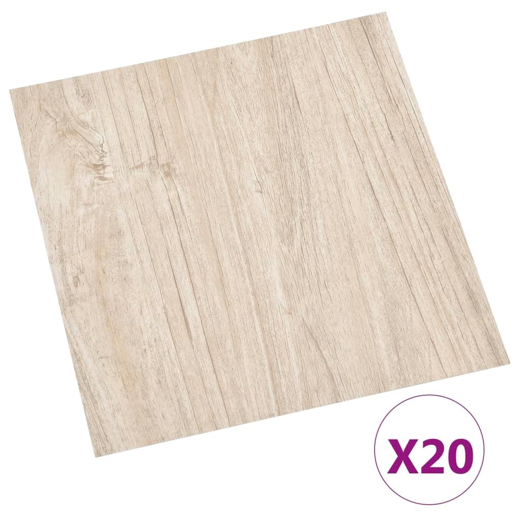 Self-Adhesive Light Brown PVC Flooring Planks - 20 pcs, 1.86 m² | Easy Install Luxury Vinyl Tiles