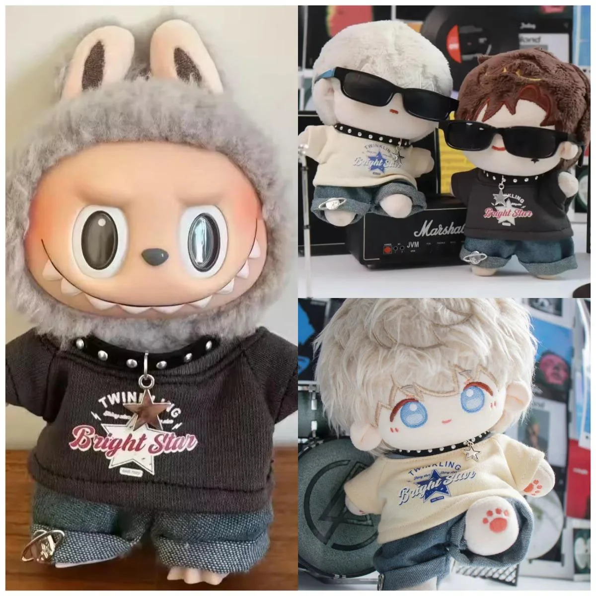 Śliczne Mini pluszowe ubrania dla lalek akcesoria do stroju dla Labubu Idol V1 V2 DIY ubrania akcesoria odzież prezent