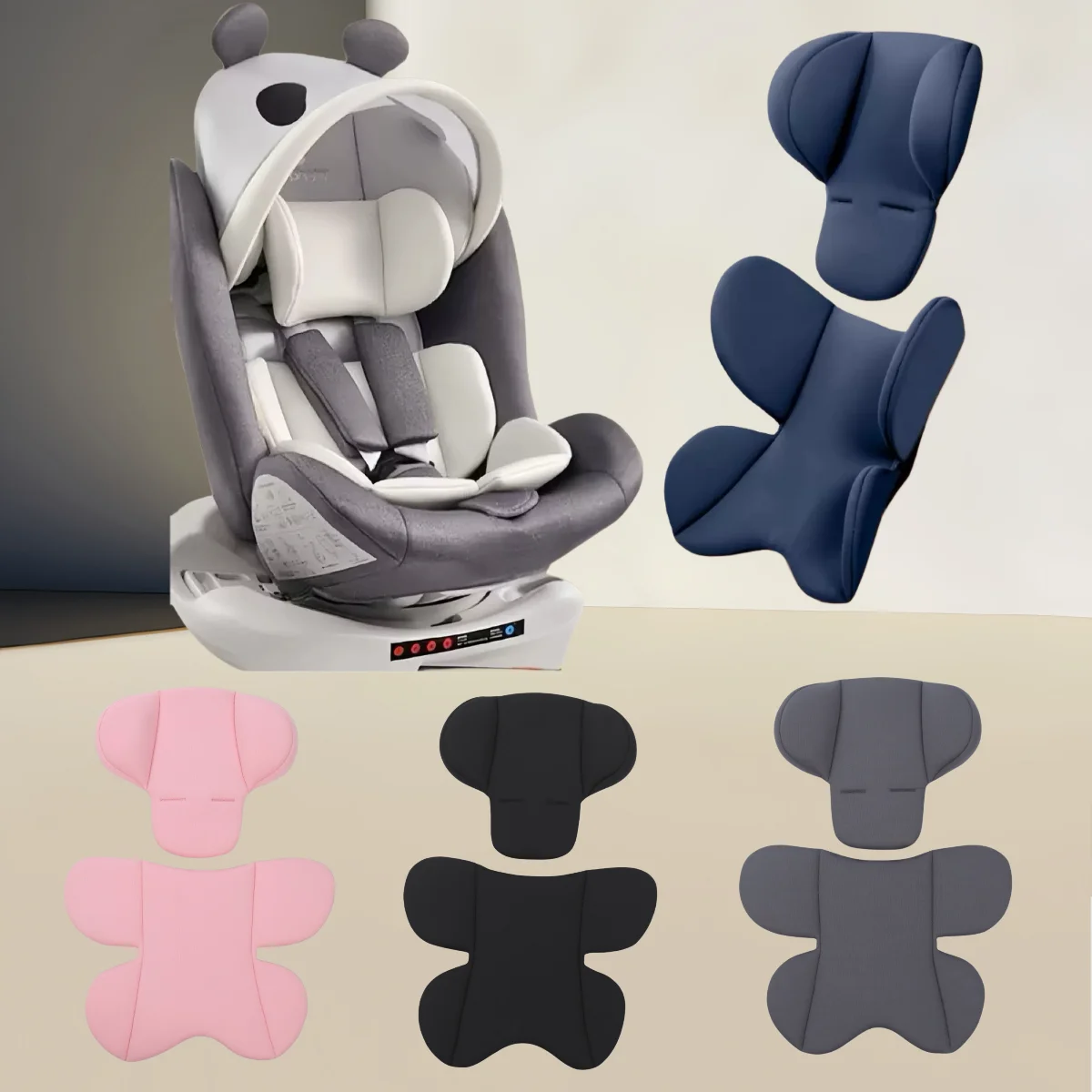 Coussin de soutien du corps du cou et de la tête intérieure du siège auto pour bébé ; matelas de lit énergétique pour poussette ; doublure respirante en maille ; doublure de sécurité du cou