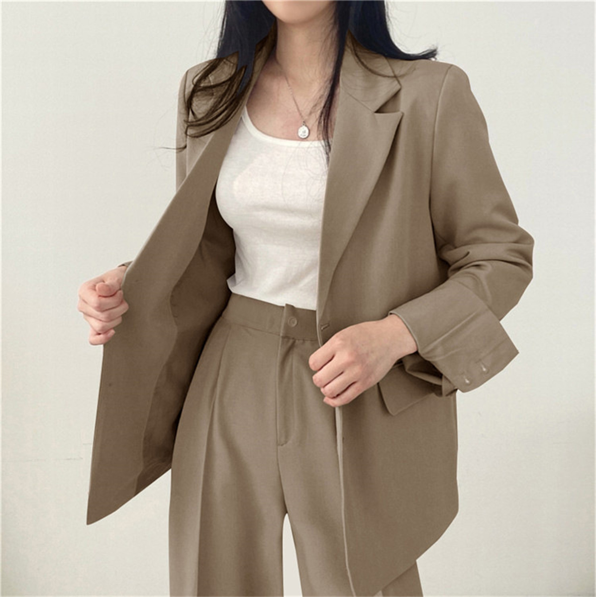 2025 outono novas roupas femininas terno jaqueta calças casuais conjunto perna larga terno calças elegante senhora do escritório terno de negócios conjunto blazers