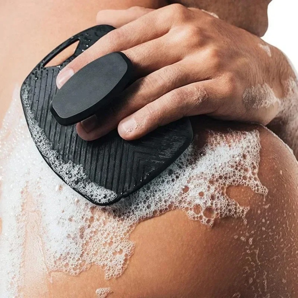 1 cepillo exfoliante de silicona suave, limpiador Manual de limpieza corporal, cuidado corporal, depurador, ducha, cepillo de baño de masaje suave para hombres