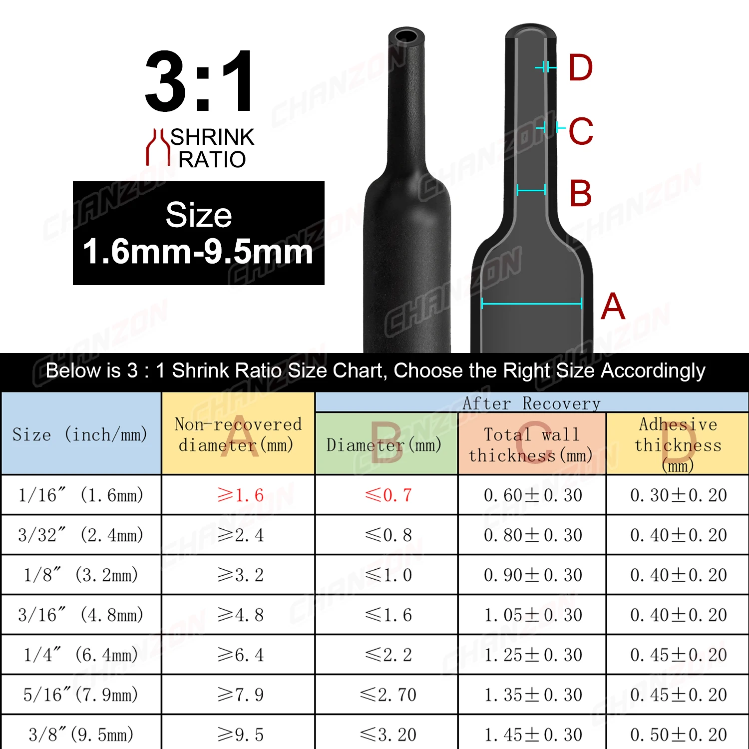 Tubo termo retrátil de 2.5m, 7 cores, 1.6 - 9.5mm, 3:1, com cola, adesivo de parede dupla, fio forrado, grau marinho, fita retrátil