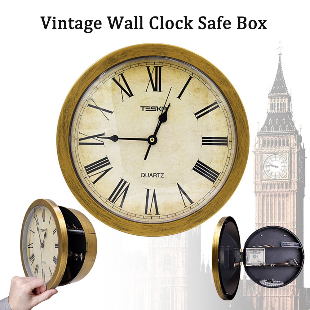 2025 heißer Vintage Wanduhr Safe Geheime Lagerung Box Wanduhr Sicher Geld Schmuck Wertsachen Lagerung Box Hause Dekoration