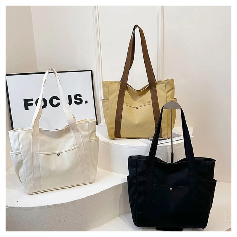 1pcBorsa a tracolla stile preppy Borsa unisex di grande capacità Borsa casual versatile in tela solida Borsa quadrata con cerniera per pendolarismo per studenti