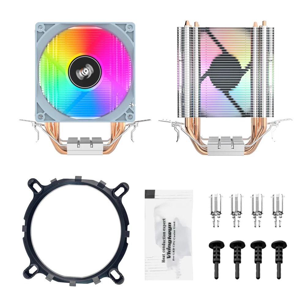 Aigo-cpu refrigerador ice400se, ventilador de refrigeração, radiador silencioso, 4 tubos de calor, Intel lga 115x, 1700, 775, 1200, amd am3, am4, am5