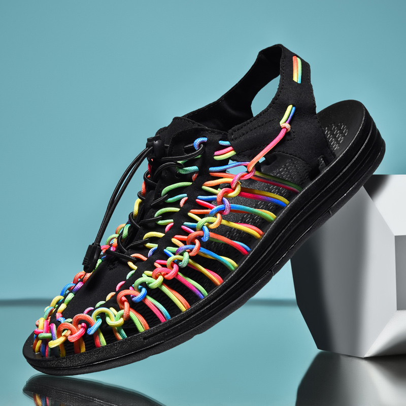 Sommer Männer Sandalen Frauen Hausschuhe Weben Design Strand Sandalen Atmungsaktive Casual Flache Sandalen Outdoor Paare Sandalen Größe 48