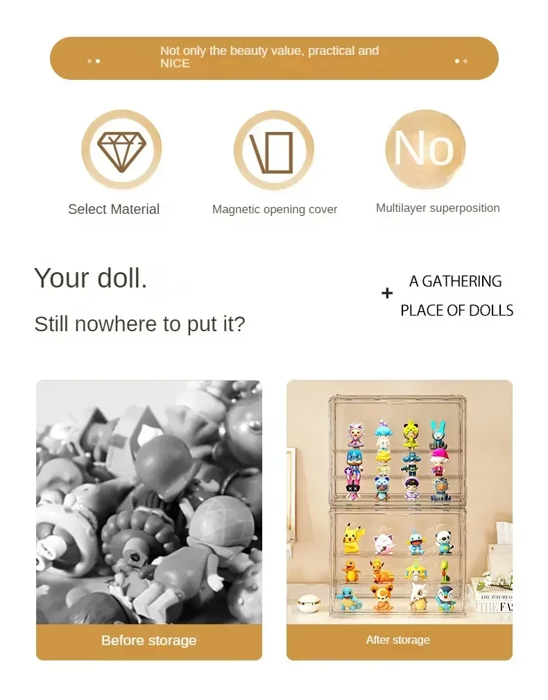 収集可能な置物用のアクリルショーケース,1ピース,透明なディスプレイ,ブラインドボックスのおもちゃ,美的部屋の装飾,家の装飾,棚の装飾