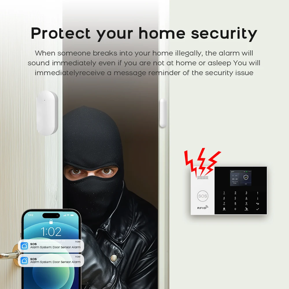 PGST Residential Tuya Smart Gsm Wifi Alarm System dla domu Bezprzewodowy alarm bezpieczeństwa Dom Smart Life Kontrola aplikacji praca z ALexa